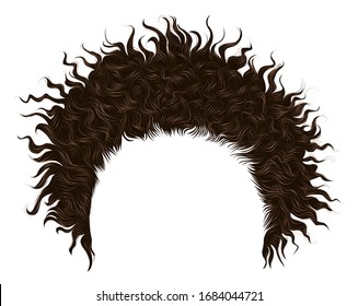 trendy curly disheveled african brown hair  .
 realistic  3d . fashion beauty style .unisex women  men