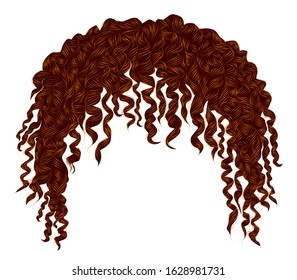 Trendy Curly Disheveled African Red Hair  . Realistic  3d .
 Fashion Beauty Style .unisex Women  Men.afro