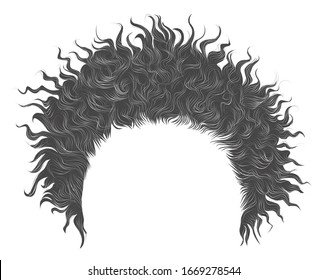 trendy curly disheveled gray hair  .
 realistic  3d . fashion beauty style .unisex women  men