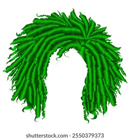 trendy curly green colors hair  . spherical 
hairstyle . fashion beauty style .