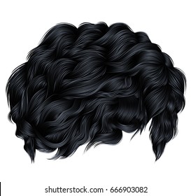 trendy curly hair brunette black colors . medium length . 
beauty style .realistic  3d .
