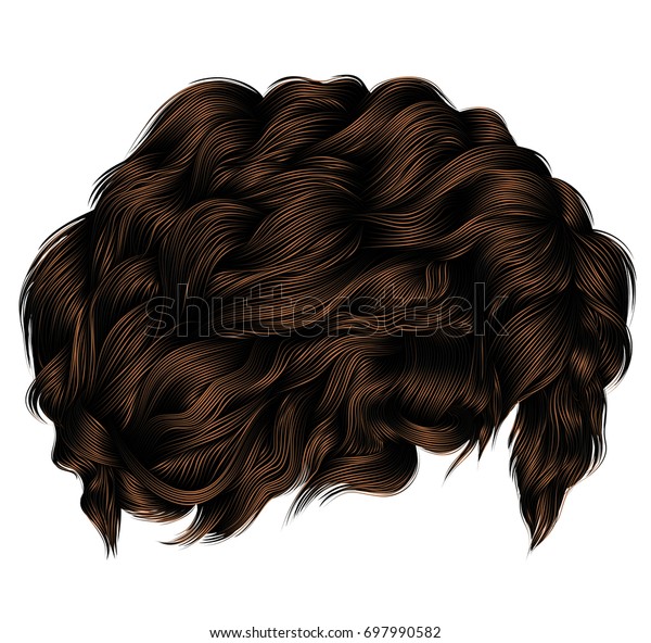 Trendy Curly Hairs Dark Brown Brunette Stock Vector Royalty