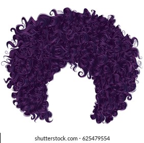 trendy curly purple  hair  realistic  3d . spherical 
hairstyle. fashion beauty style .
