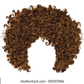 Trendy Curly  Red  Hair  . Realistic  3d . Spherical Hairstyle  Redhead. Fashion Beauty Style .
