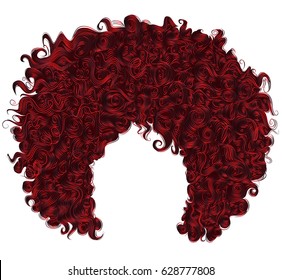 trendy curly  Red hair. realistic  3d. spherical hairstyle. fashion beauty style .