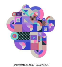 Trendy curvy geometric memphis elements colorful design. Retro vintage 90’s style texture, pattern and elements. Modern abstract culture background design and cover template.