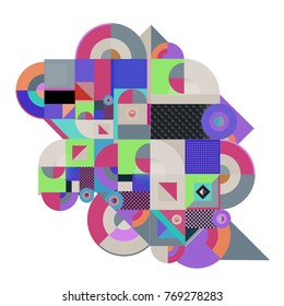 Trendy curvy geometric memphis elements colorful design. Retro vintage 90’s style texture, pattern and elements. Modern abstract culture background design and cover template.