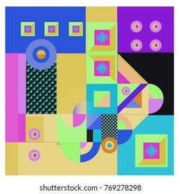 Trendy curvy geometric memphis elements colorful design. Retro vintage 90’s style texture, pattern and elements. Modern abstract culture background design and cover template.