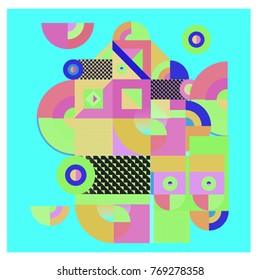 Trendy curvy geometric memphis elements colorful design. Retro vintage 90’s style texture, pattern and elements. Modern abstract culture background design and cover template.