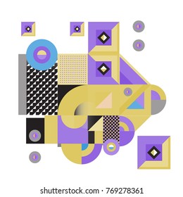 Trendy curvy geometric memphis elements colorful design. Retro vintage 90’s style texture, pattern and elements. Modern abstract culture background design and cover template.