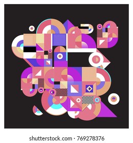 Trendy curvy geometric memphis elements colorful design. Retro vintage 90’s style texture, pattern and elements. Modern abstract culture background design and cover template.