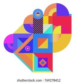 Trendy curvy geometric memphis elements colorful design. Retro vintage 90’s style texture, pattern and elements. Modern abstract culture background design and cover template.