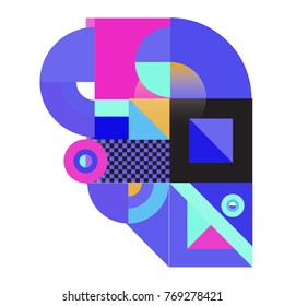 Trendy curvy geometric memphis elements colorful design. Retro vintage 90’s style texture, pattern and elements. Modern abstract culture background design and cover template.