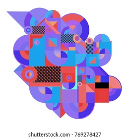 Trendy curvy geometric memphis elements colorful design. Retro vintage 90’s style texture, pattern and elements. Modern abstract culture background design and cover template.