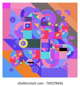 Trendy curvy geometric memphis elements colorful design. Retro vintage 90’s style texture, pattern and elements. Modern abstract culture background design and cover template.