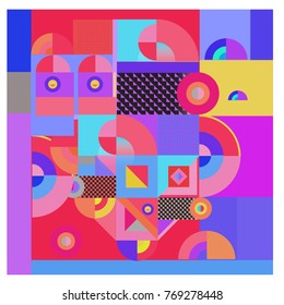 Trendy curvy geometric memphis elements colorful design. Retro vintage 90’s style texture, pattern and elements. Modern abstract culture background design and cover template.