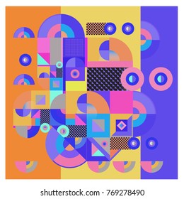 Trendy curvy geometric memphis elements colorful design. Retro vintage 90’s style texture, pattern and elements. Modern abstract culture background design and cover template.