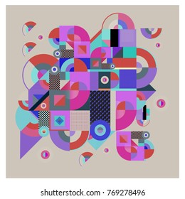 Trendy curvy geometric memphis elements colorful design. Retro vintage 90’s style texture, pattern and elements. Modern abstract culture background design and cover template.