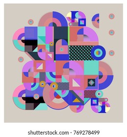 Trendy curvy geometric memphis elements colorful design. Retro vintage 90’s style texture, pattern and elements. Modern abstract culture background design and cover template.