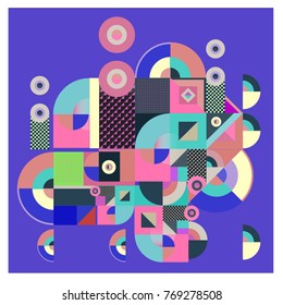 Trendy curvy geometric memphis elements colorful design. Retro vintage 90’s style texture, pattern and elements. Modern abstract culture background design and cover template.