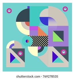 Trendy curvy geometric memphis elements colorful design. Retro vintage 90’s style texture, pattern and elements. Modern abstract culture background design and cover template.