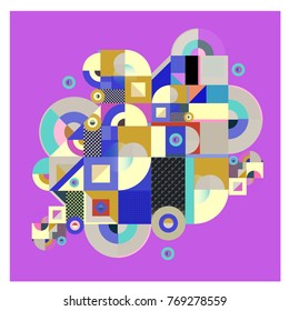 Trendy curvy geometric memphis elements colorful design. Retro vintage 90’s style texture, pattern and elements. Modern abstract culture background design and cover template.