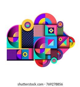 Trendy curvy geometric memphis elements colorful design. Retro 90’s style texture, pattern and elements. Modern abstract culture background design and cover template.