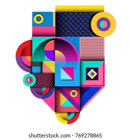 Trendy curvy geometric memphis elements colorful design. Retro 90’s style texture, pattern and elements. Modern abstract culture background design and cover template.