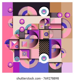 Trendy curvy geometric memphis elements colorful design. Retro 90’s style texture, pattern and elements. Modern abstract culture background design and cover template.