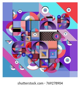 Trendy curvy geometric memphis elements colorful design. Retro 90’s style texture, pattern and elements. Modern abstract culture background design and cover template.