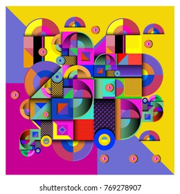 Trendy curvy geometric memphis elements colorful design. Retro 90’s style texture, pattern and elements. Modern abstract culture background design and cover template.