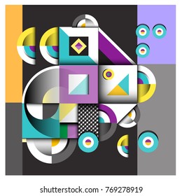 Trendy curvy geometric memphis elements colorful design. Retro 90’s style texture, pattern and elements. Modern abstract culture background design and cover template.