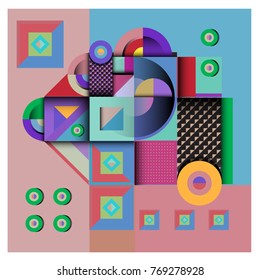 Trendy curvy geometric memphis elements colorful design. Retro 90’s style texture, pattern and elements. Modern abstract culture background design and cover template.