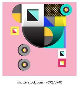 Trendy curvy geometric memphis elements colorful design. Retro 90’s style texture, pattern and elements. Modern abstract culture background design and cover template.