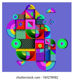 Trendy curvy geometric memphis elements colorful design. Retro 90’s style texture, pattern and elements. Modern abstract culture background design and cover template.