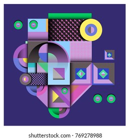 Trendy curvy geometric memphis elements colorful design. Retro 90’s style texture, pattern and elements. Modern abstract culture background design and cover template.