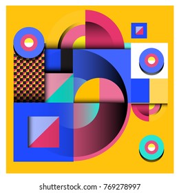 Trendy curvy geometric memphis elements colorful design. Retro 90’s style texture, pattern and elements. Modern abstract culture background design and cover template.