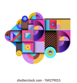 Trendy curvy geometric memphis elements colorful design. Retro 90’s style texture, pattern and elements. Modern abstract culture background design and cover template.