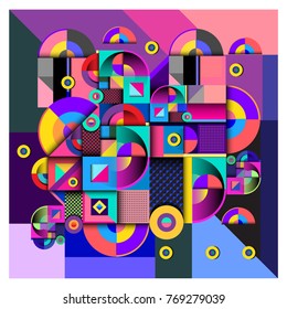 Trendy curvy geometric memphis elements colorful design. Retro 90’s style texture, pattern and elements. Modern abstract culture background design and cover template.