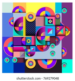 Trendy curvy geometric memphis elements colorful design. Retro 90’s style texture, pattern and elements. Modern abstract culture background design and cover template.
