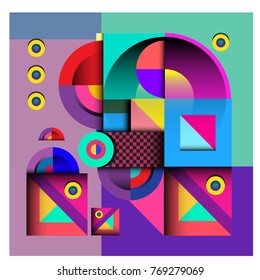 Trendy curvy geometric memphis elements colorful design. Retro 90’s style texture, pattern and elements. Modern abstract culture background design and cover template.