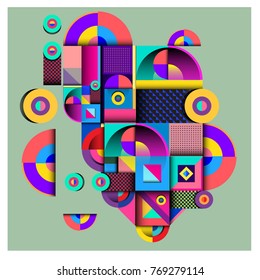 Trendy curvy geometric memphis elements colorful design. Retro 90’s style texture, pattern and elements. Modern abstract culture background design and cover template.