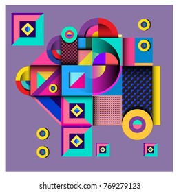 Trendy curvy geometric memphis elements colorful design. Retro 90’s style texture, pattern and elements. Modern abstract culture background design and cover template.