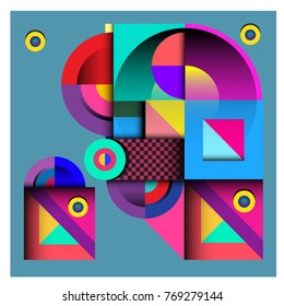 Trendy curvy geometric memphis elements colorful design. Retro 90’s style texture, pattern and elements. Modern abstract culture background design and cover template.