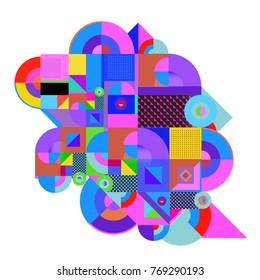 Trendy curvy geometric memphis elements colorful design. Retro 90’s style texture, pattern and elements. Modern abstract culture background design and cover template.