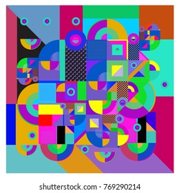 Trendy curvy geometric memphis elements colorful design. Retro 90’s style texture, pattern and elements. Modern abstract culture background design and cover template.