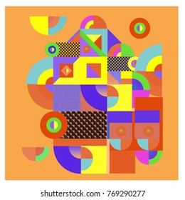 Trendy curvy geometric memphis elements colorful design. Retro 90’s style texture, pattern and elements. Modern abstract culture background design and cover template.