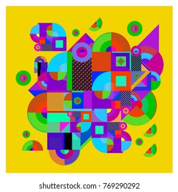 Trendy curvy geometric memphis elements colorful design. Retro 90’s style texture, pattern and elements. Modern abstract culture background design and cover template.