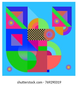 Trendy curvy geometric memphis elements colorful design. Retro 90’s style texture, pattern and elements. Modern abstract culture background design and cover template.