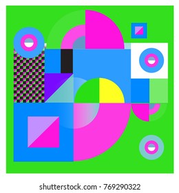 Trendy curvy geometric memphis elements colorful design. Retro 90’s style texture, pattern and elements. Modern abstract culture background design and cover template.